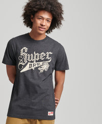 Vintage Script Style College T-Shirt - Charcoal Marl - Superdry Singapore