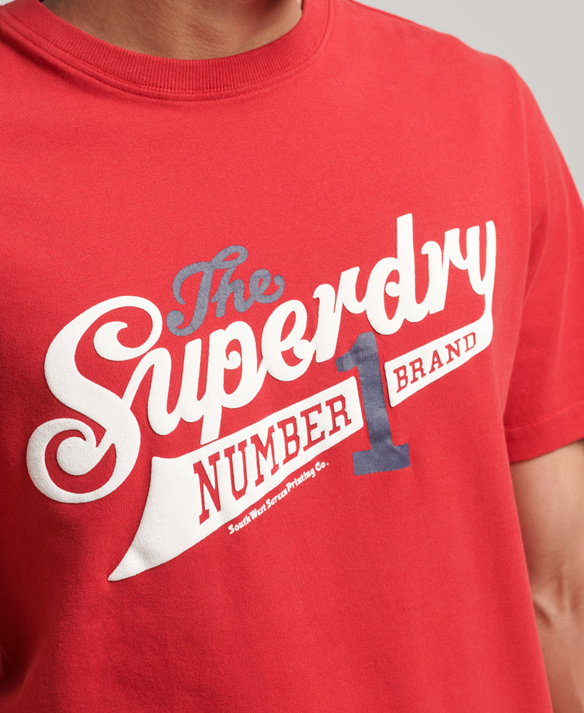 Vintage Scripted College T-Shirt - Chilli Pepper Red - Superdry Singapore