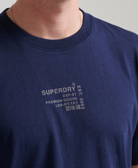 Organic Cotton Stacked Logo T-Shirt - Rich Navy - Superdry Singapore