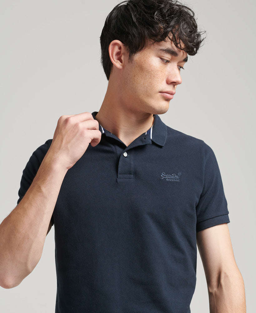 Superdry Classic Pique Short Sleeve Polo In Black