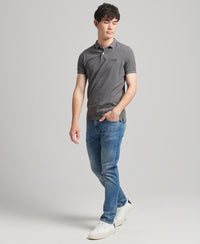 Classic Pique Polo Shirt - Rich Charcoal Marl - Superdry Singapore