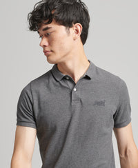 Classic Pique Polo Shirt - Rich Charcoal Marl - Superdry Singapore