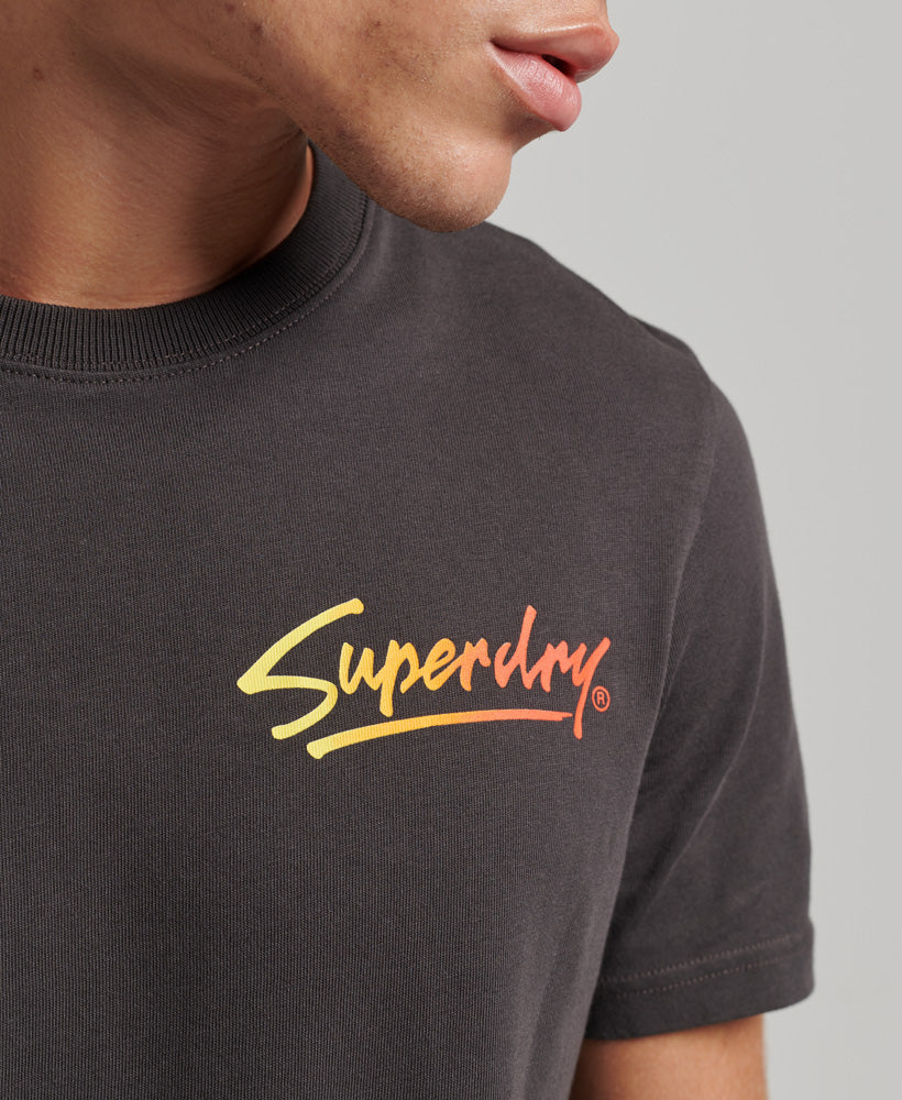 80s Downtown Script Logo T-Shirt - Bison Black - Superdry Singapore