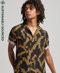 Revere Short Sleeve Shirt - Black Tiger - Superdry Singapore
