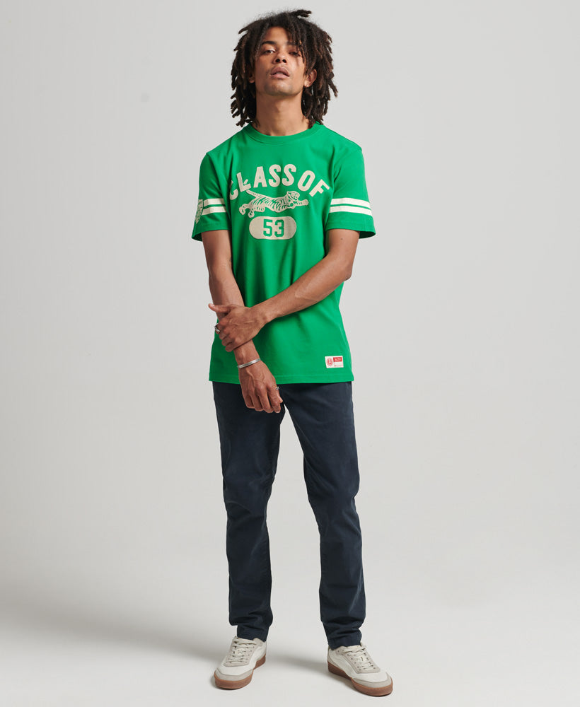 Athletic College Graphic T Shirt - Drop Kick Green - Superdry Singapore