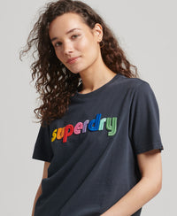 Vintage Core Logo Rainbow T-Shirt - Dark Navy - Superdry Singapore