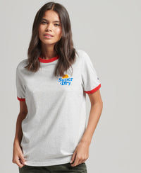 Cooper Nostalgia T-Shirt - Grey Marl/Flare Red - Superdry Singapore
