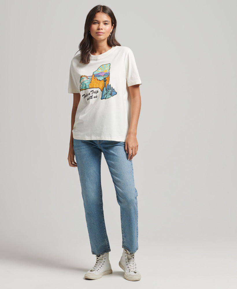 Travel T-Shirt - Off White - Superdry Singapore