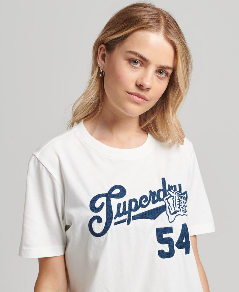 Script Style College T-Shirt - Chalk White - Superdry Singapore