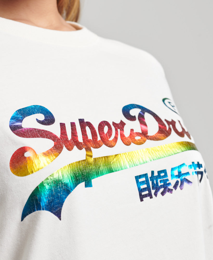 Vintage Logo Rainbow Long Sleeve Top - White - Superdry Singapore