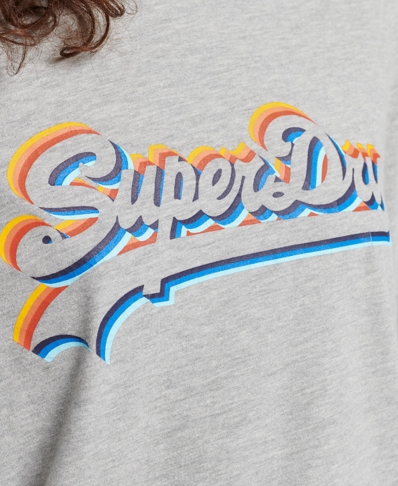 Vintage Logo Rainbow Long Sleeve Top - Grey Marl - Superdry Singapore