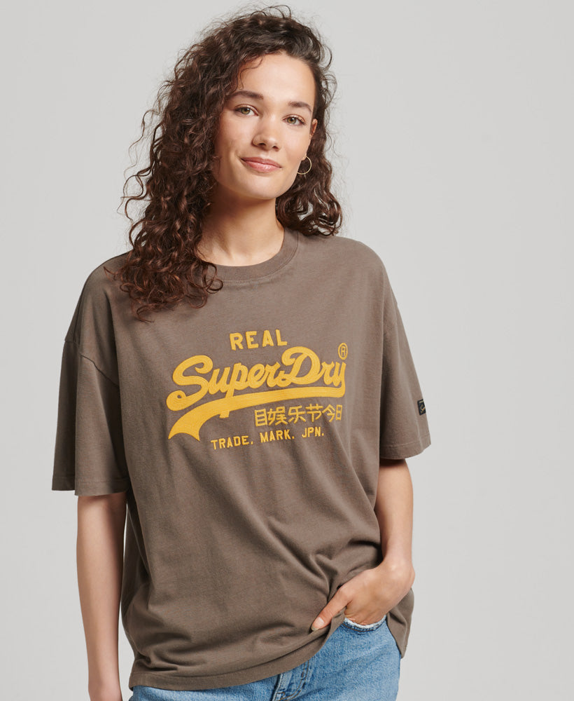 Vintage Logo Box Fit T-Shirt - Dark Khaki - Superdry Singapore