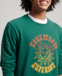 Psych Rock Long Sleeve Top - Pine Green - Superdry Singapore
