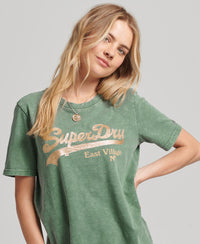 Embellished Graphic Logo T-Shirt - Dark Grey Green - Superdry Singapore