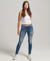 Organic Cotton Vintage Mid Rise Skinny Jeans - Prince Mid Blue - Superdry Singapore