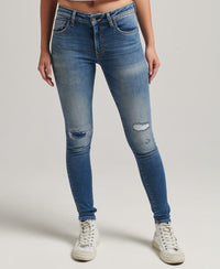 Organic Cotton Vintage Mid Rise Skinny Jeans - Prince Mid Blue - Superdry Singapore