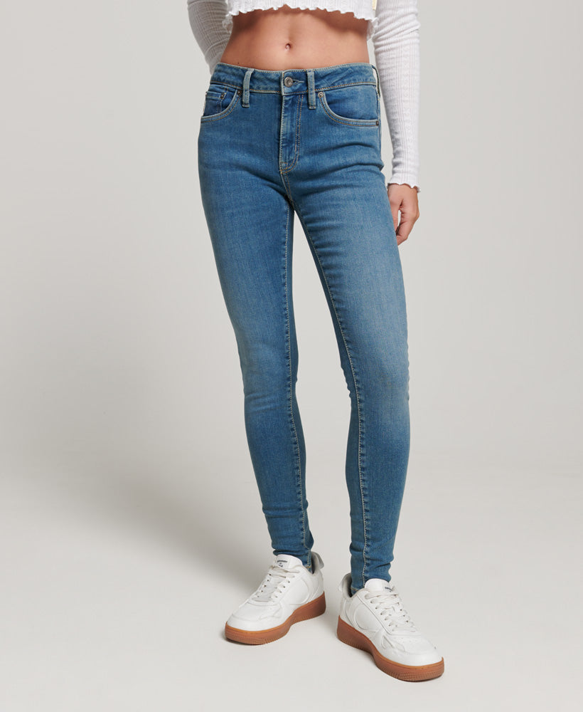 Organic Cotton Vintage Mid Rise Skinny Jeans - Salem Mid Blue - Superdry Singapore