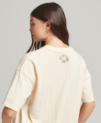 90s Logo Patch Loose Fit T-Shirt - Oatmeal - Superdry Singapore