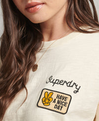 90s Logo Patch Loose Fit T-Shirt - Oatmeal - Superdry Singapore