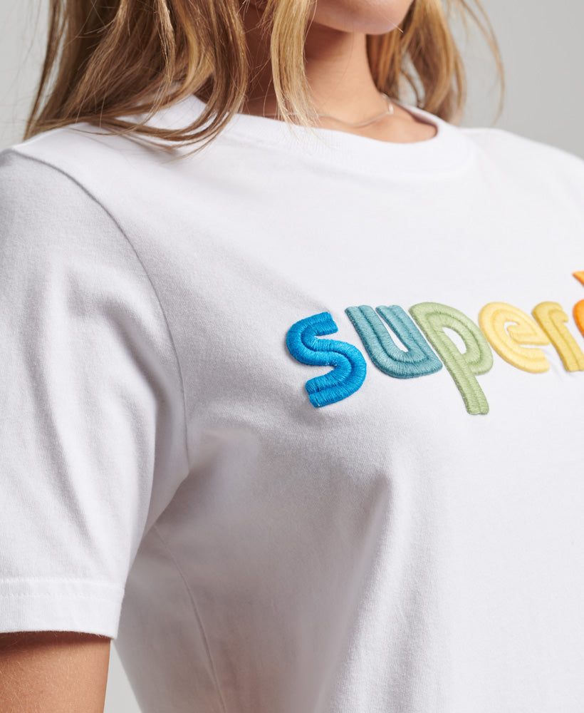Vintage Core Logo Rainbow T-Shirt - Optic - Superdry Singapore