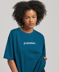 Logo Applique Loose T-Shirt - Sailor Blue - Superdry Singapore
