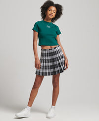 Heritage Embroidered Rib Crop Fit T-Shirt - Mid Pine - Superdry Singapore