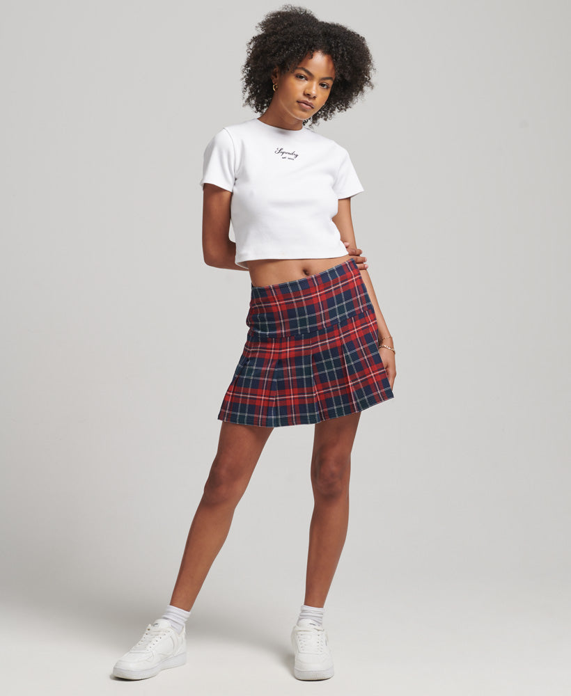 Heritage Embroidered Rib Crop Fit T-Shirt - Optic - Superdry Singapore