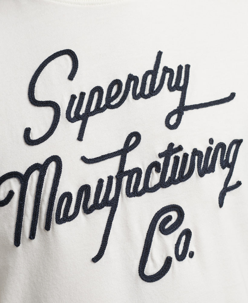 Embroidered Script Logo T-Shirt - Ecru - Superdry Singapore