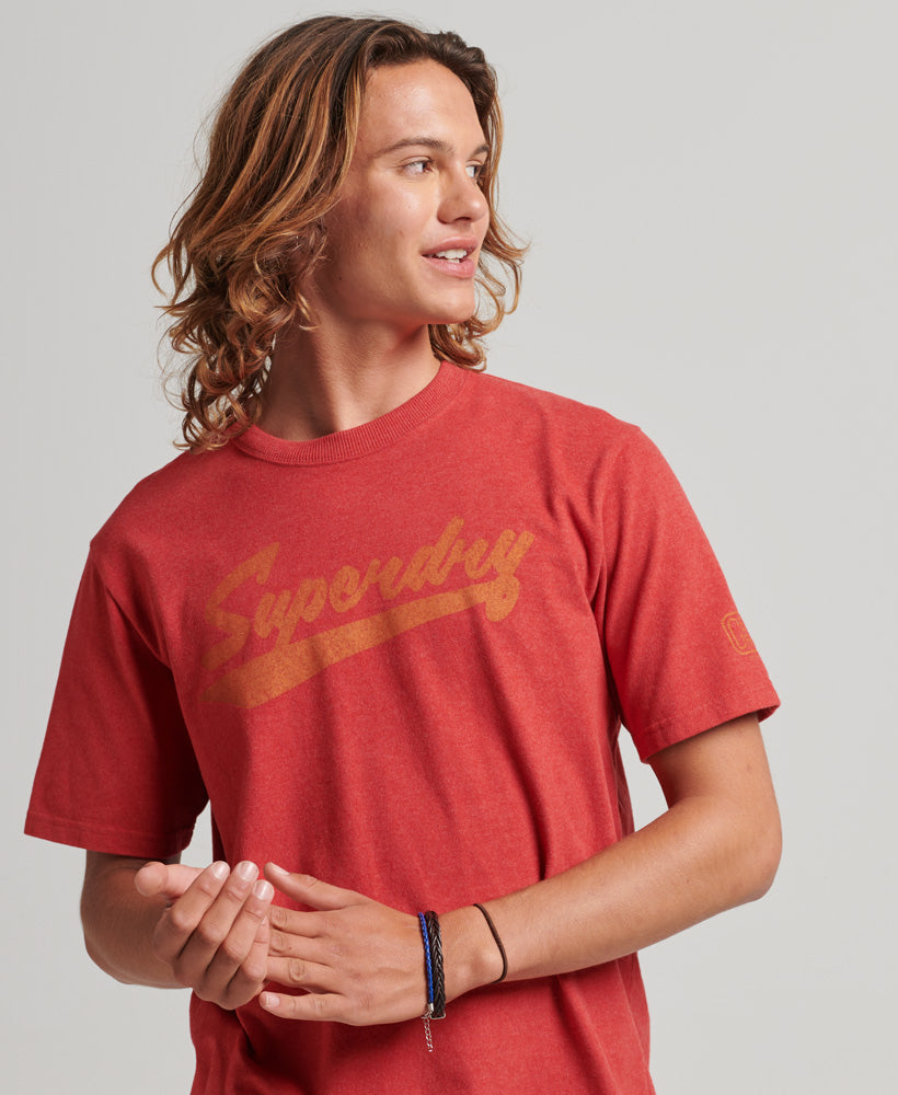 Athletic City Script T-Shirt - Red Marl - Superdry Singapore