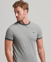 Organic Cotton Essential Logo Ringer T-Shirt - Grey Marl