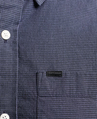 Cotton Micro Check Shirt - Eclipse Navy/Grey - Superdry Singapore