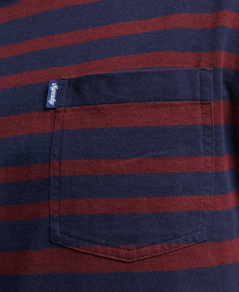 Organic Cotton Essential Logo Stripe T-Shirt - Rich Navy/Port - Superdry Singapore