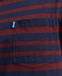 Organic Cotton Essential Logo Stripe T-Shirt - Rich Navy/Port - Superdry Singapore
