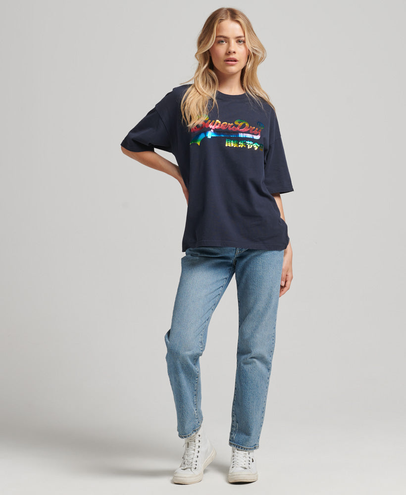 Vintage Logo Rainbow T-Shirt - Nautical Navy - Superdry Singapore