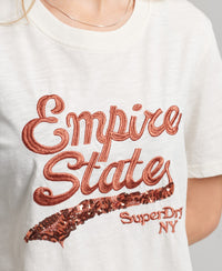 Embellished Graphic Logo T-Shirt - Oatmeal - Superdry Singapore