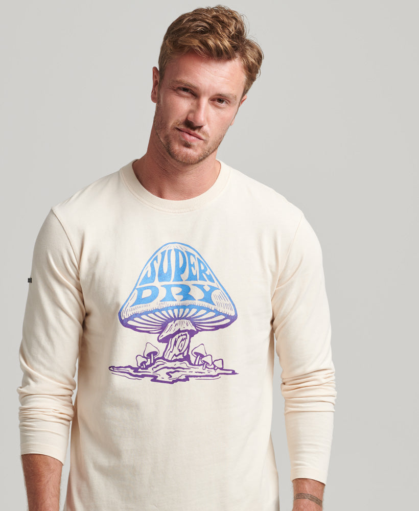 Psych Rock Long Sleeve Top - Oatmeal - Superdry Singapore