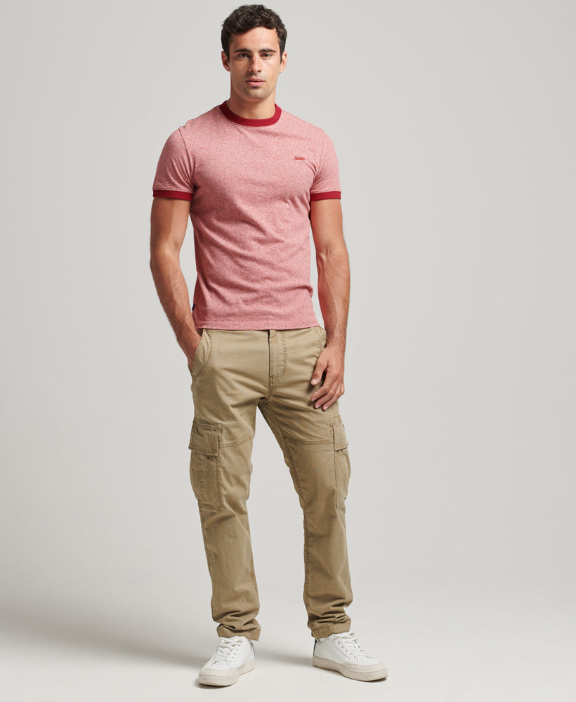 Organic Cotton Essential Logo Ringer T-Shirt - Mid Red Grit - Superdry Singapore