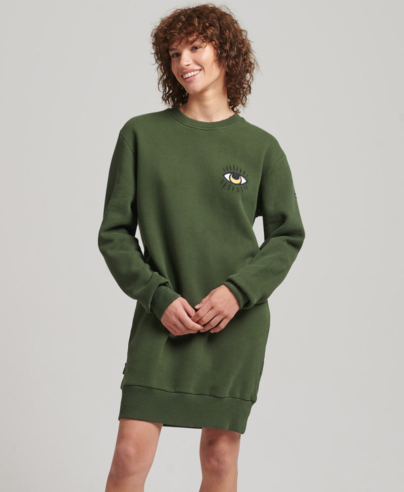Folk Sweatshirt Dress Army Green – Superdry Singapore
