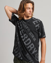 All Over Print Logo Loose T-Shirt - Black - Superdry Singapore