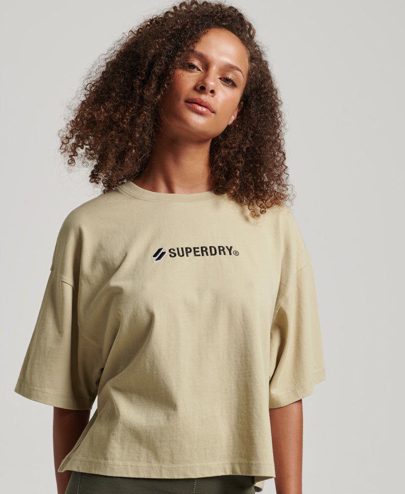 Sport Logo Oversized Boxy T-Shirt - Explorer Sand - Superdry Singapore