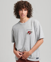 90s Logo Patch Loose Fit T-Shirt - Grey Marl - Superdry Singapore