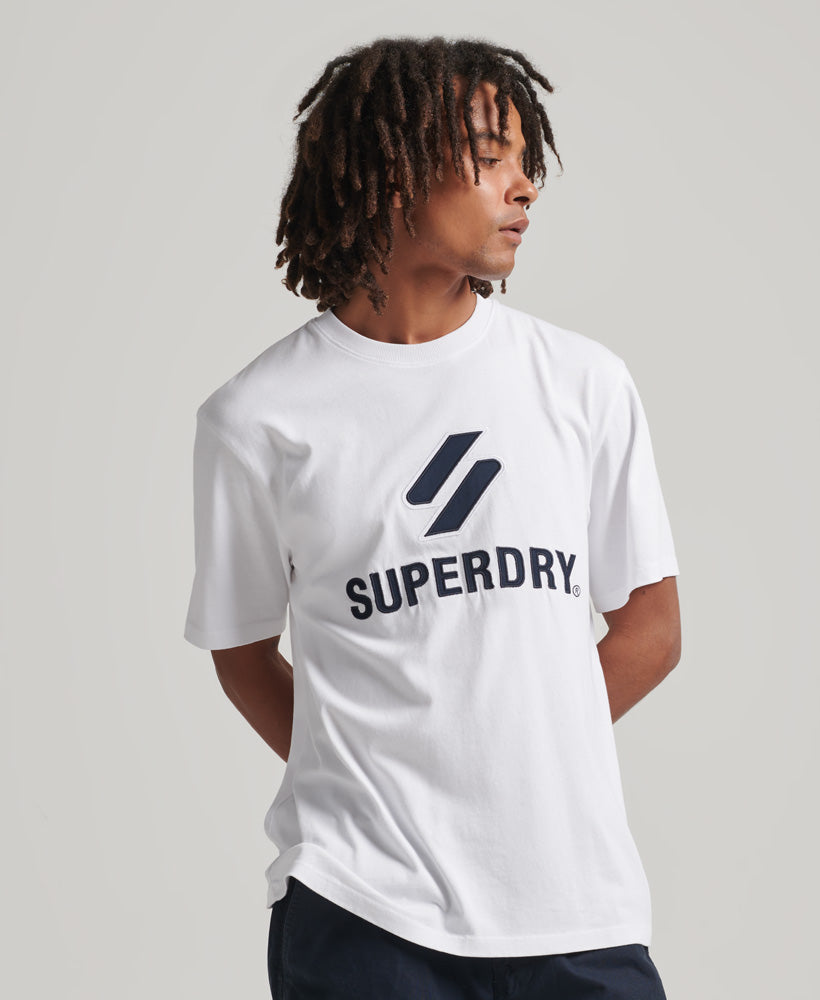 S Logo Stacked Applique T-Shirt - Optic - Superdry Singapore