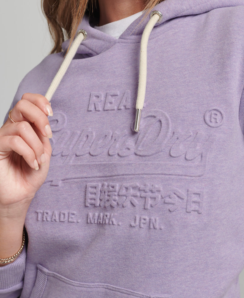 Embossed Graphic Logo Hoodie - Pale Lilac Marl - Superdry Singapore