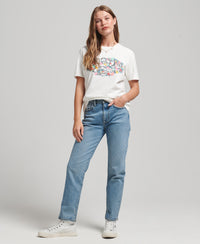 Floral Scripted T-Shirt - Off White - Superdry Singapore