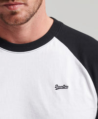 Organic Cotton Essential Logo Baseball T-Shirt - Optic/Black - Superdry Singapore