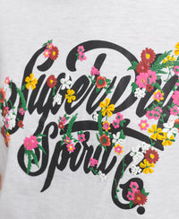 Script Style Floral T-Shirt - Ice Marl - Superdry Singapore