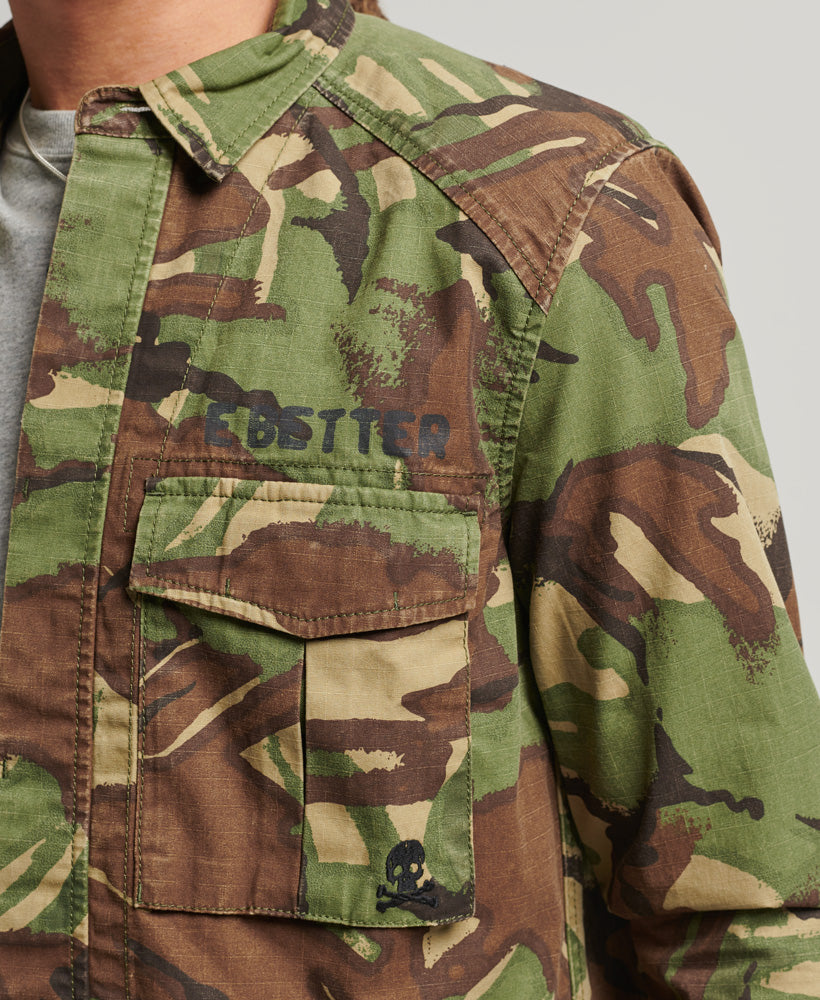 Patched Military Shirt - Outline Camo Dark - Superdry Singapore