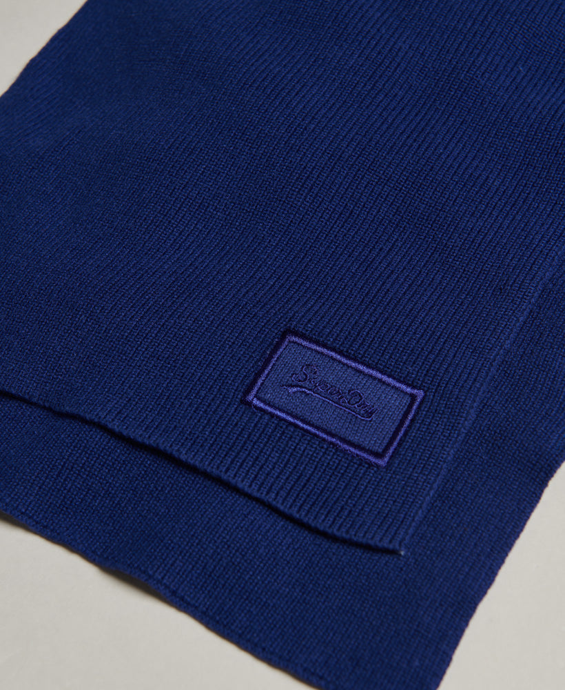Organic Cotton Logo Scarf-Bright Blue Grit - Superdry Singapore