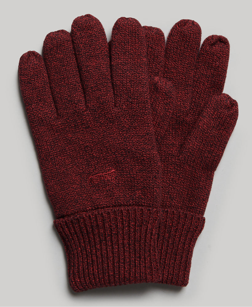 Vintage Logo Gloves-Dark Red Grit - Superdry Singapore