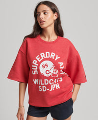 College Short Sleeve Crew Sweatshirt - Risk Red Marl - Superdry Singapore